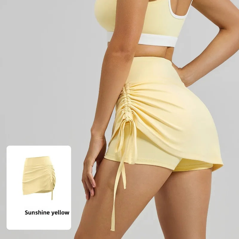 High-Waist Drawstring Sports Skort