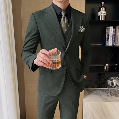 British Linen Slim Groom Suit Set