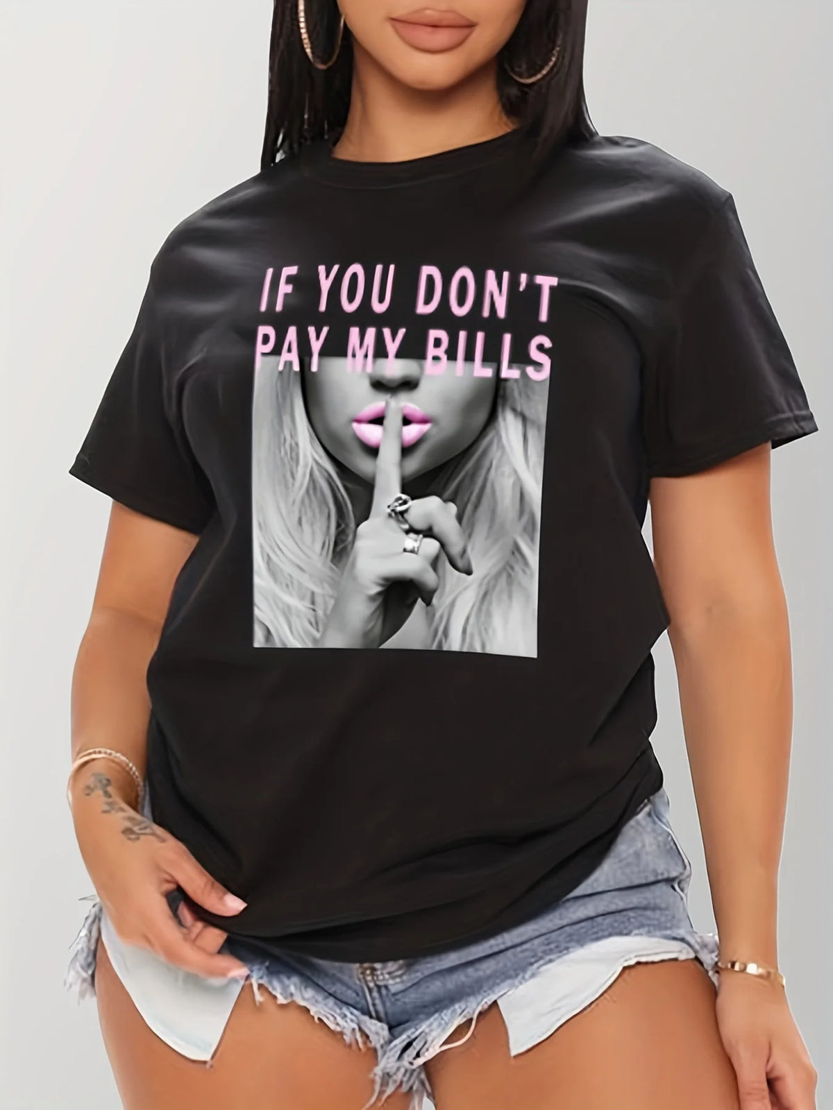Shut Up Print T-Shirt