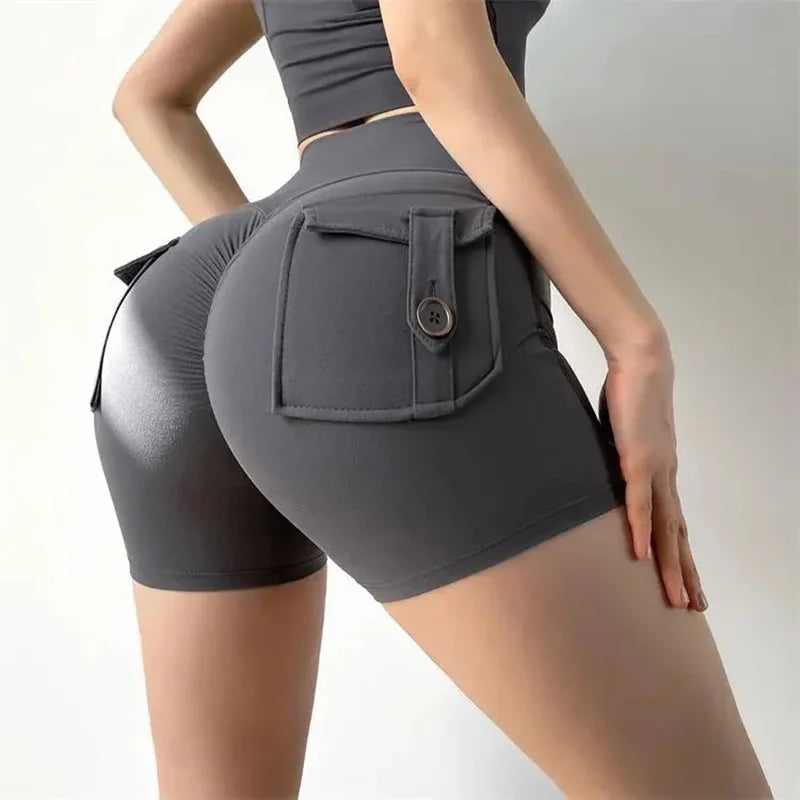 Nylon Ruched Waistband Shorts