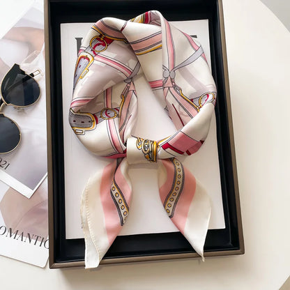 Twill Colorful Print Square Scarf