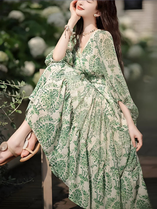 Lantern Sleeve Garden Dress