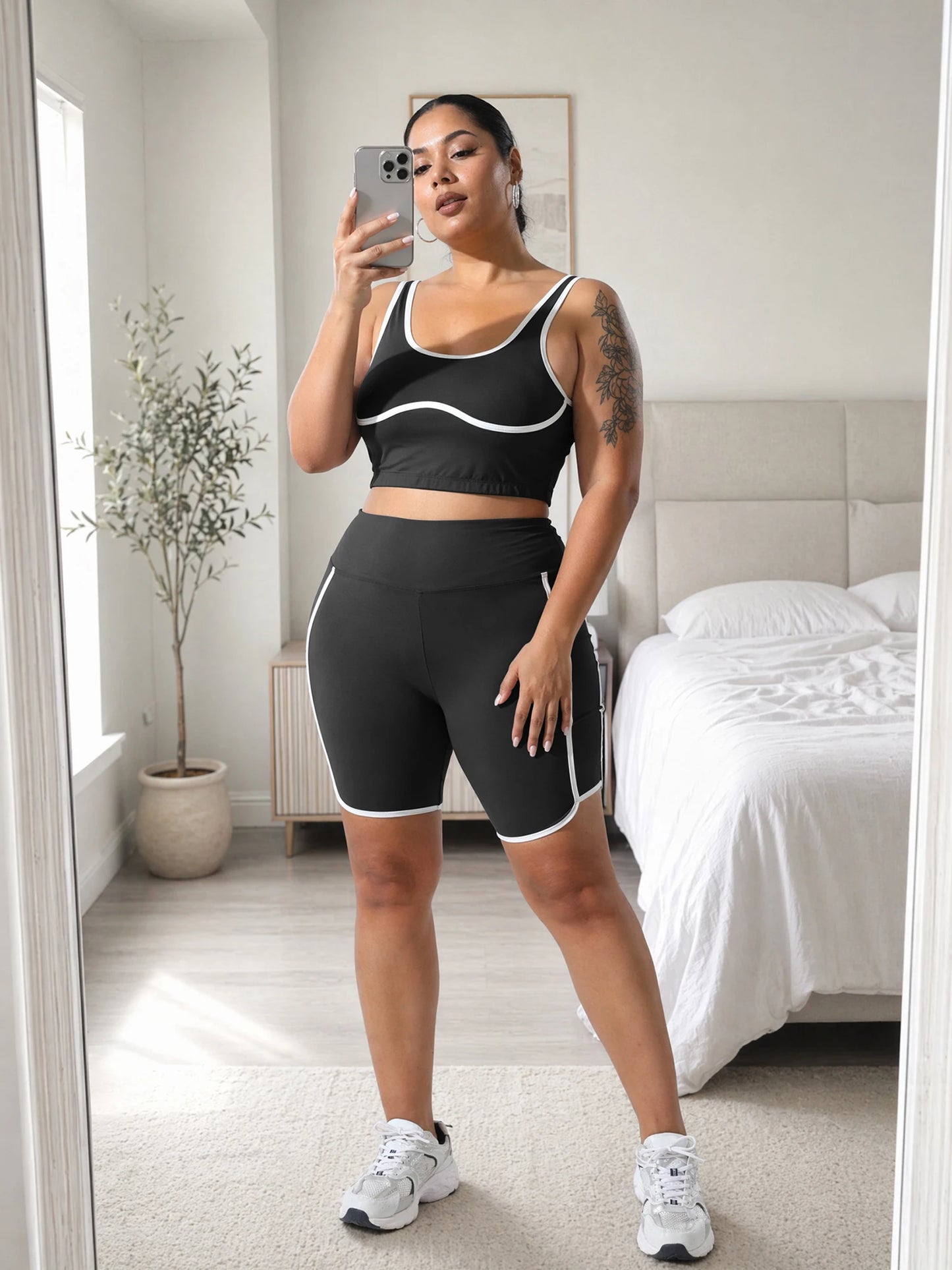 Plus Size Biker Shorts Set