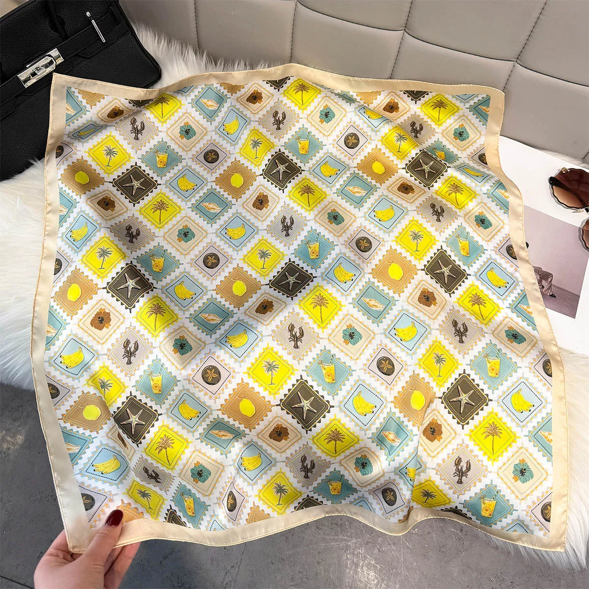 Fruit Print Korean Square Scarf