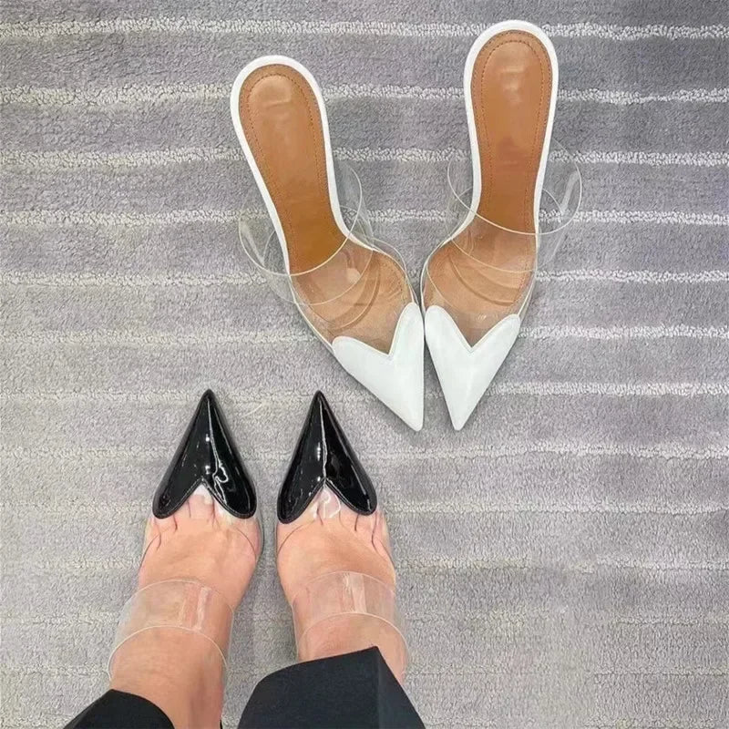 Transparent Heart Mules