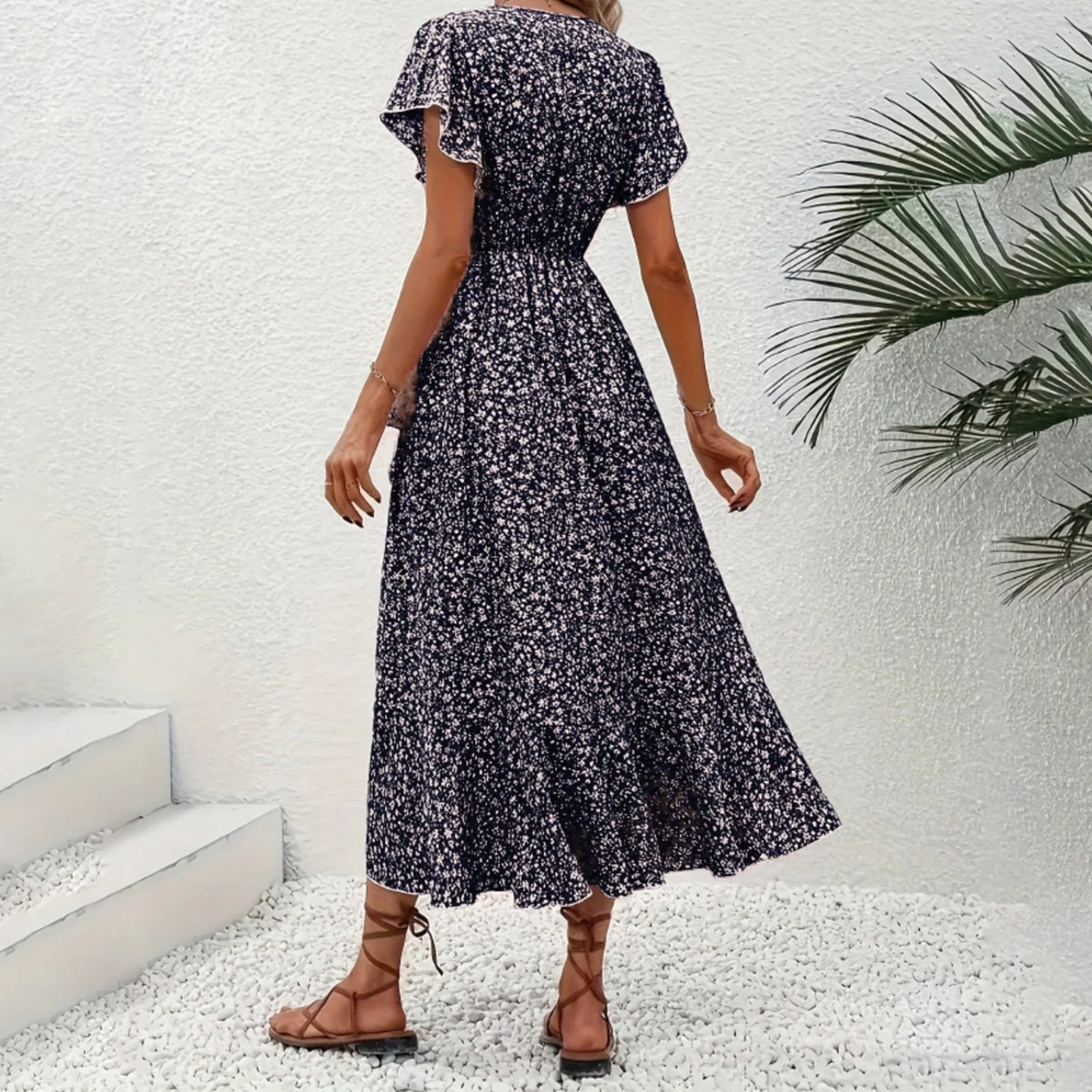 Floral Ruffle Wrap Dress