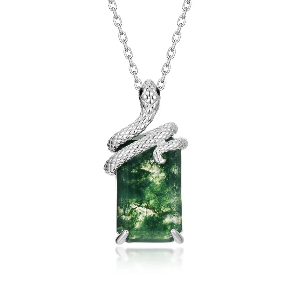 Moss Agate Snake Pendant