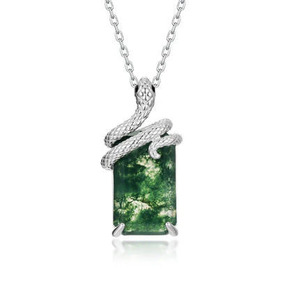 Moss Agate Snake Pendant