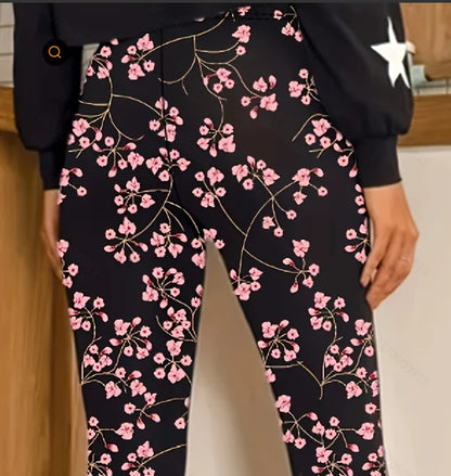 Floral Print Basic Leggings