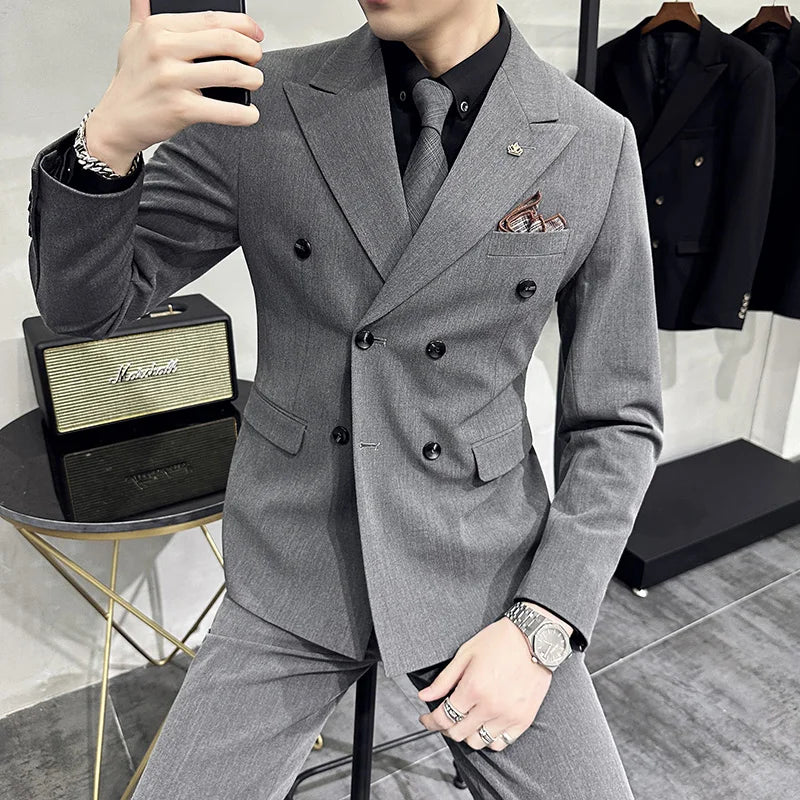 Double-Breasted Formal Groom Suit