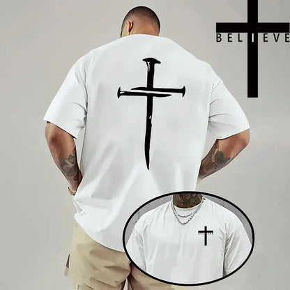 Jesus Cross Print Cotton Tee