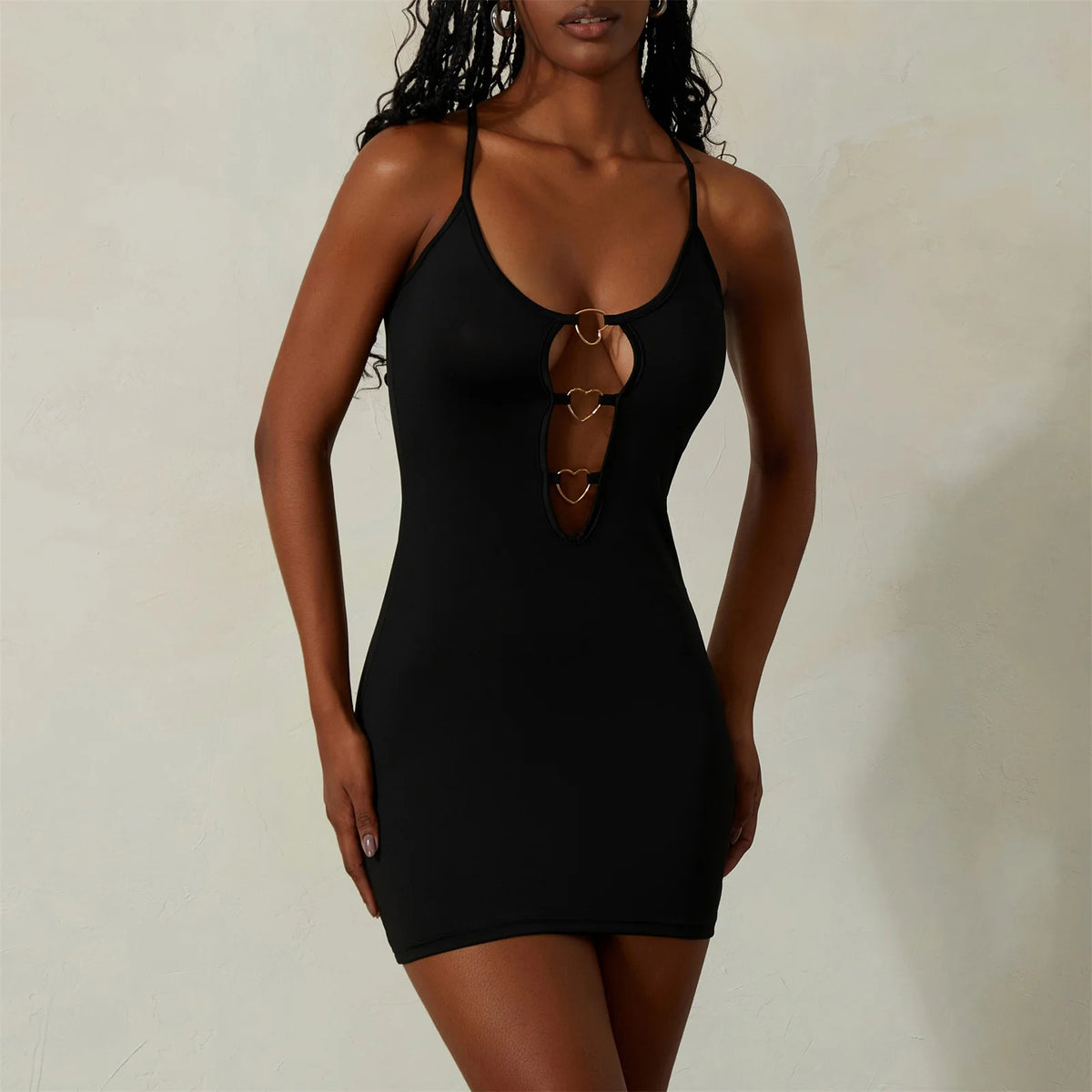 Metal-Ring Cutout Maxi Dress