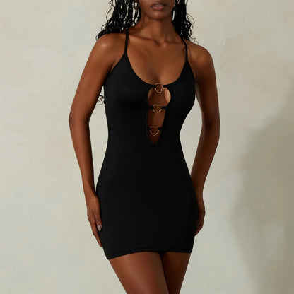 Metal-Ring Cutout Maxi Dress