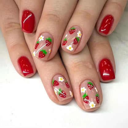 Pink Floral Press Nails