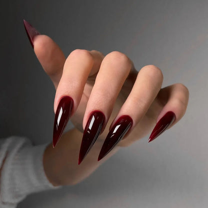 Almond Red Press Nails