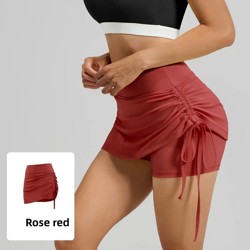 High-Waist Drawstring Sports Skort