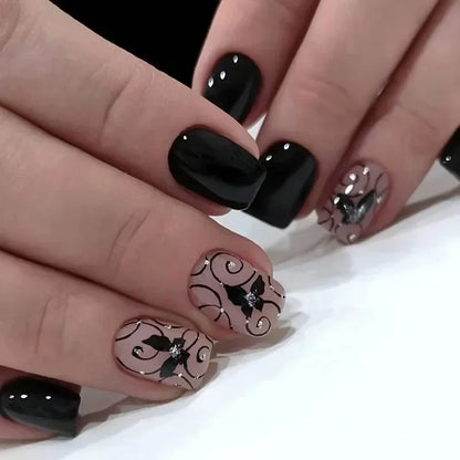 Pink Floral Press On Nails