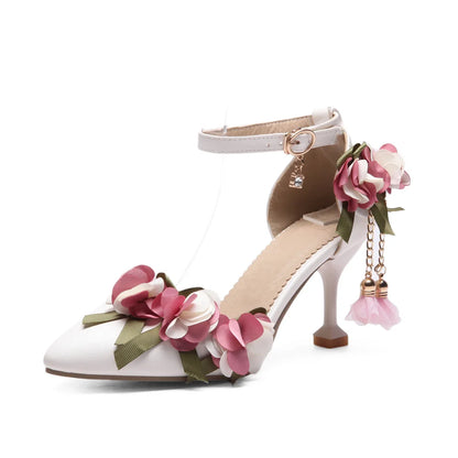 Floral Patchwork Ankle Strap Sandals
