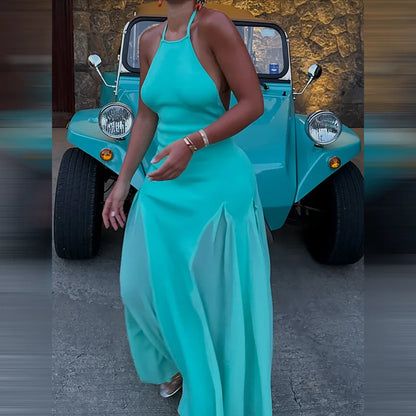 Open-Back Halter Maxi Dress