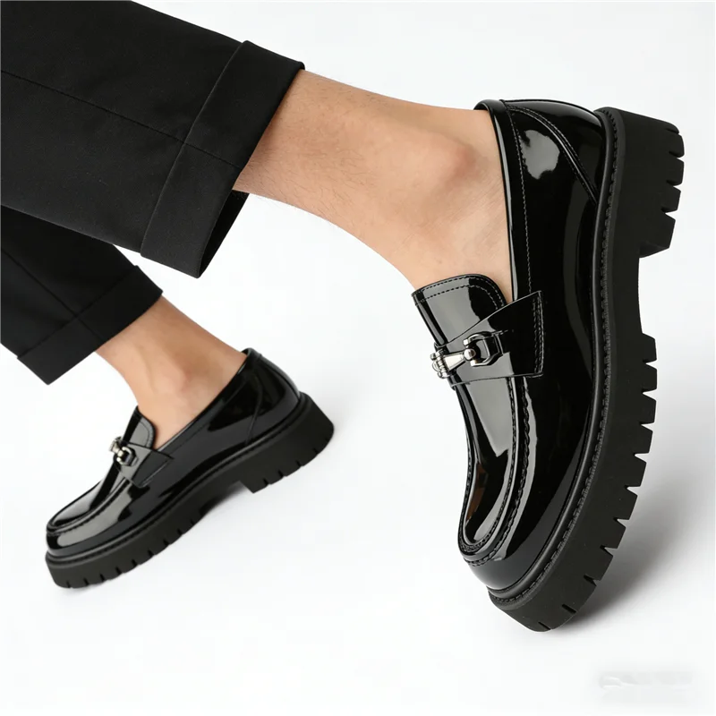 Leather Chunky Metal Shoes