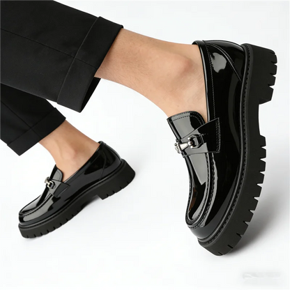 Leather Chunky Metal Shoes