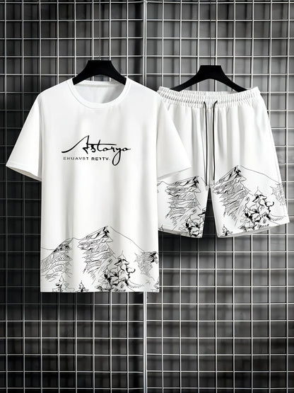 Casual T-Shirt Drawstring Shorts Set
