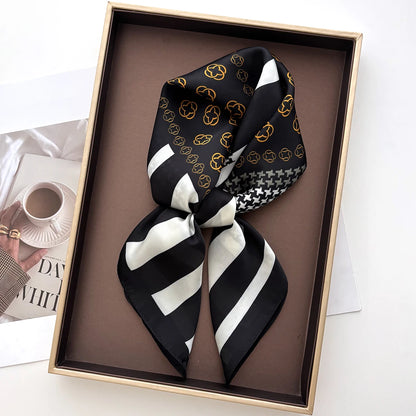 Print Silk Feeling Hairband Scarf