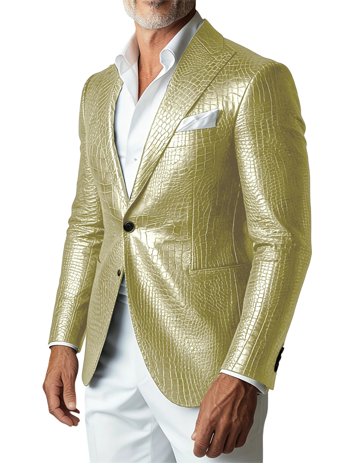 Crocodile PU Leather Suit Blazer