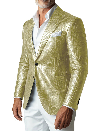 Crocodile PU Leather Suit Blazer