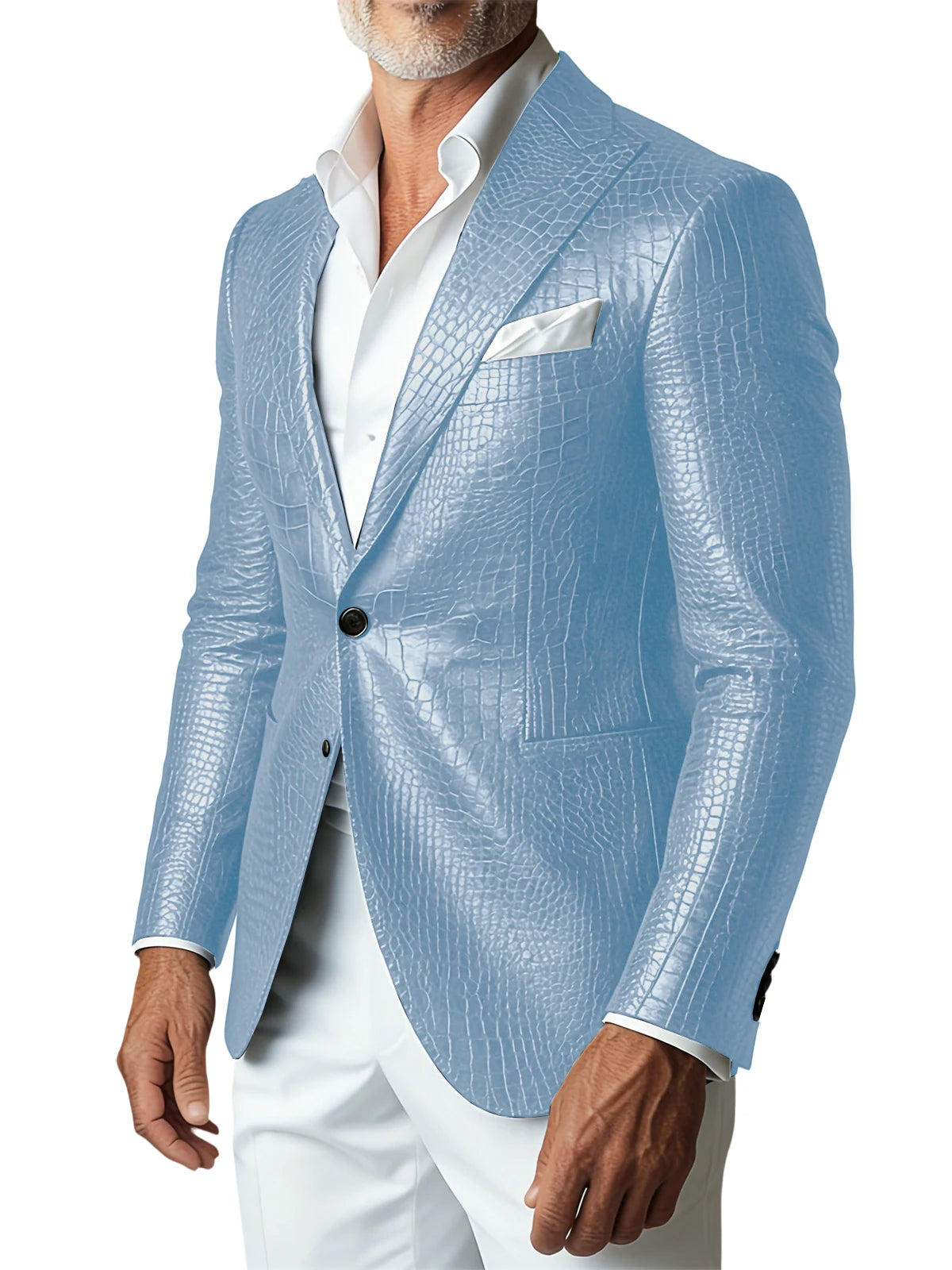 Crocodile PU Leather Suit Blazer
