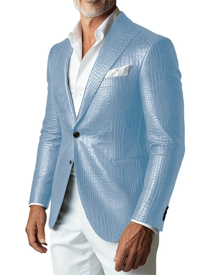 Crocodile PU Leather Suit Blazer