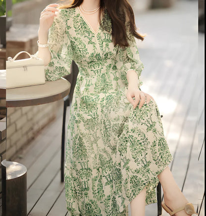 Lantern Sleeve Garden Dress