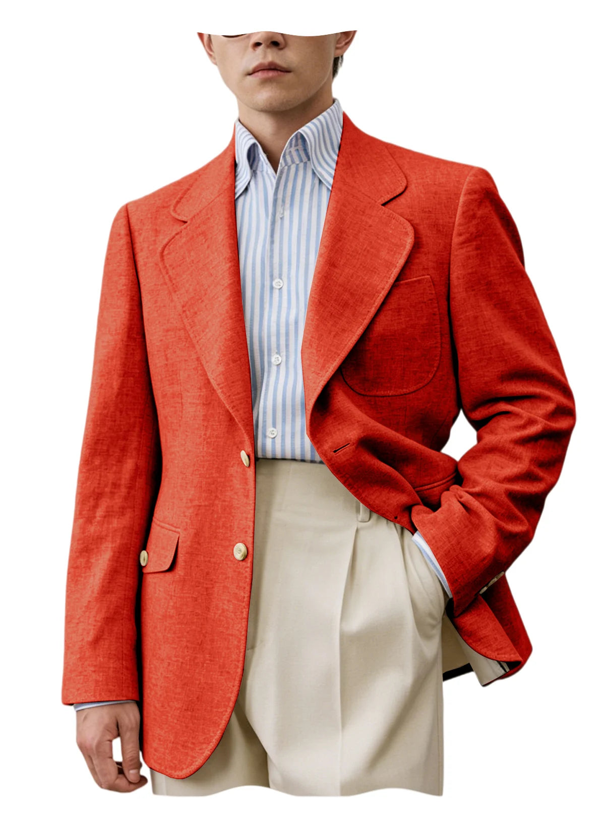 Linen Notch-Lapel Casual Blazer