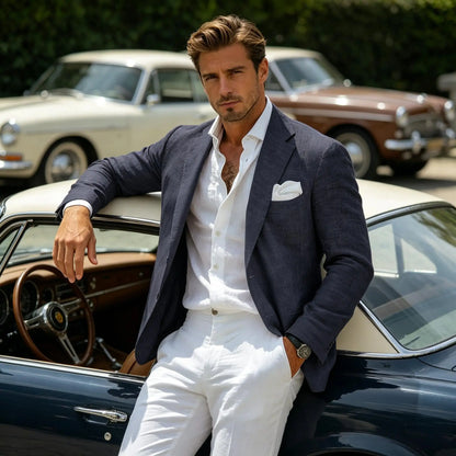 Linen Blend Notch-Lapel Sport Coat