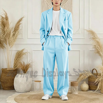 Peak-Lapel Loose Casual Suit Set