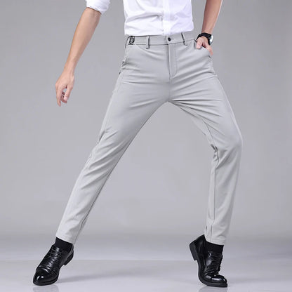 Ice Silk Slim Straight Trousers