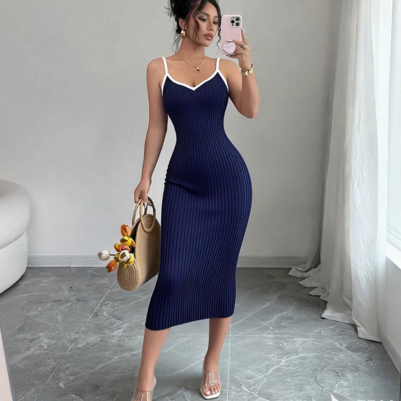 Spaghetti Strap Knit Midi Dress