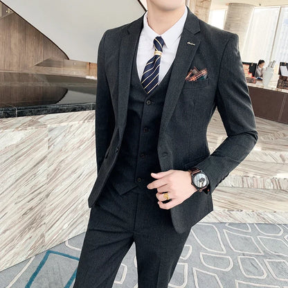 Lattice Plaid Three-Piece Formal Suit