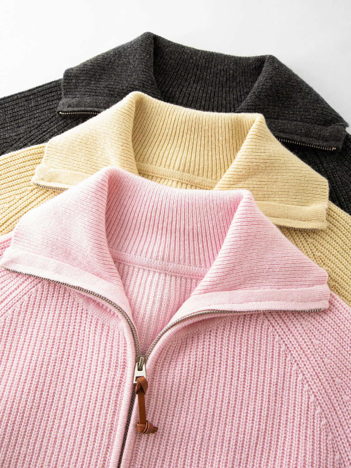 Wool Blend Zip-Front Cardigan