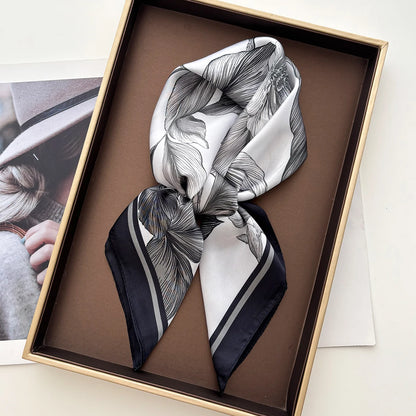 Floral Print Silk Hairband Scarf