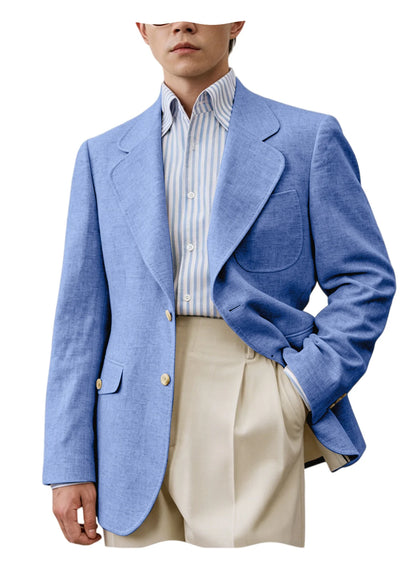 Linen Notch-Lapel Casual Blazer