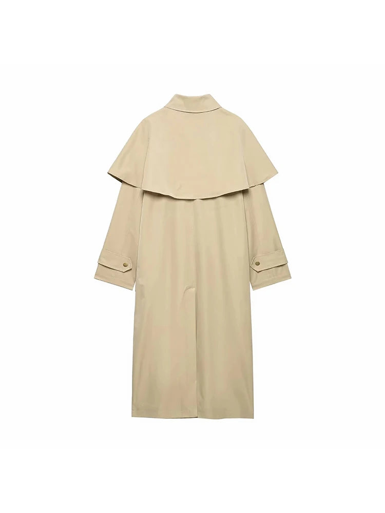 Cape-Overlay Trench Coat