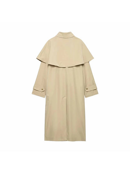 Cape-Overlay Trench Coat