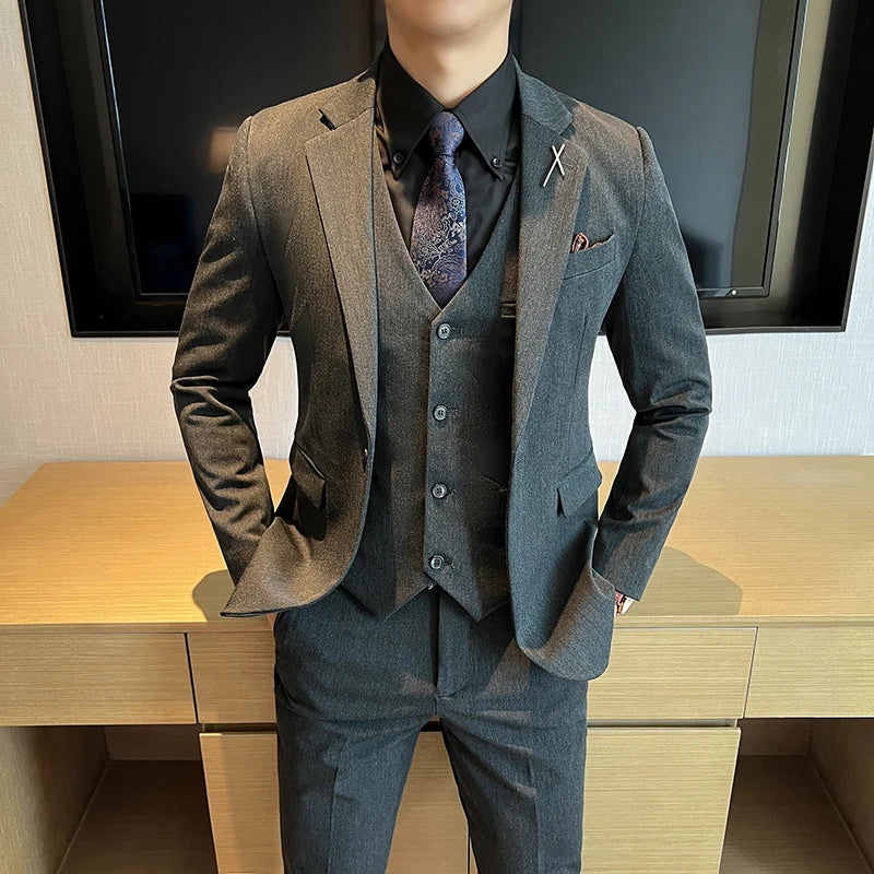 Groomsmen Three-Piece Suit Ensemble