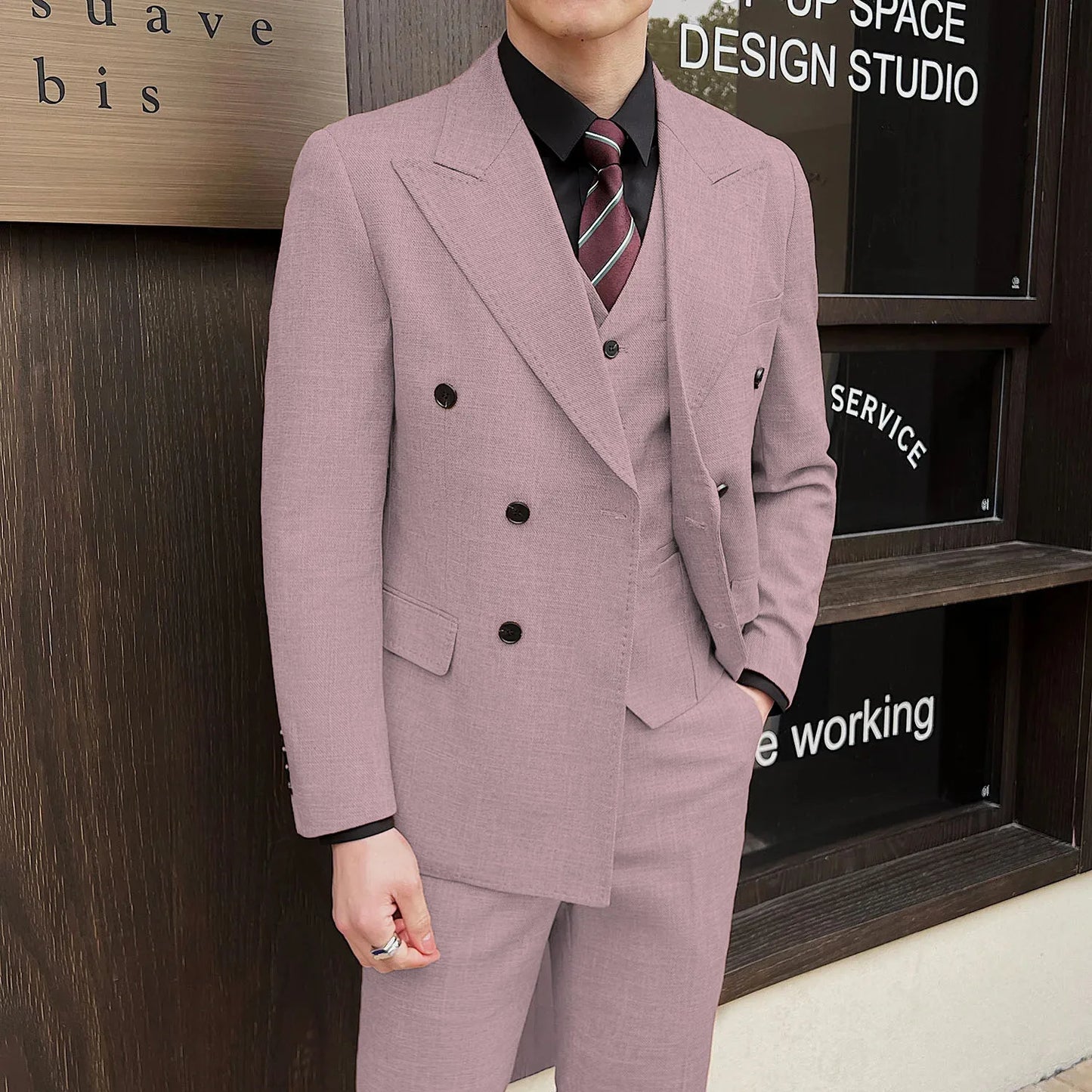 British Linen Slim Groom Suit Set