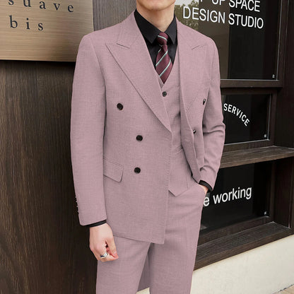 British Linen Slim Groom Suit Set