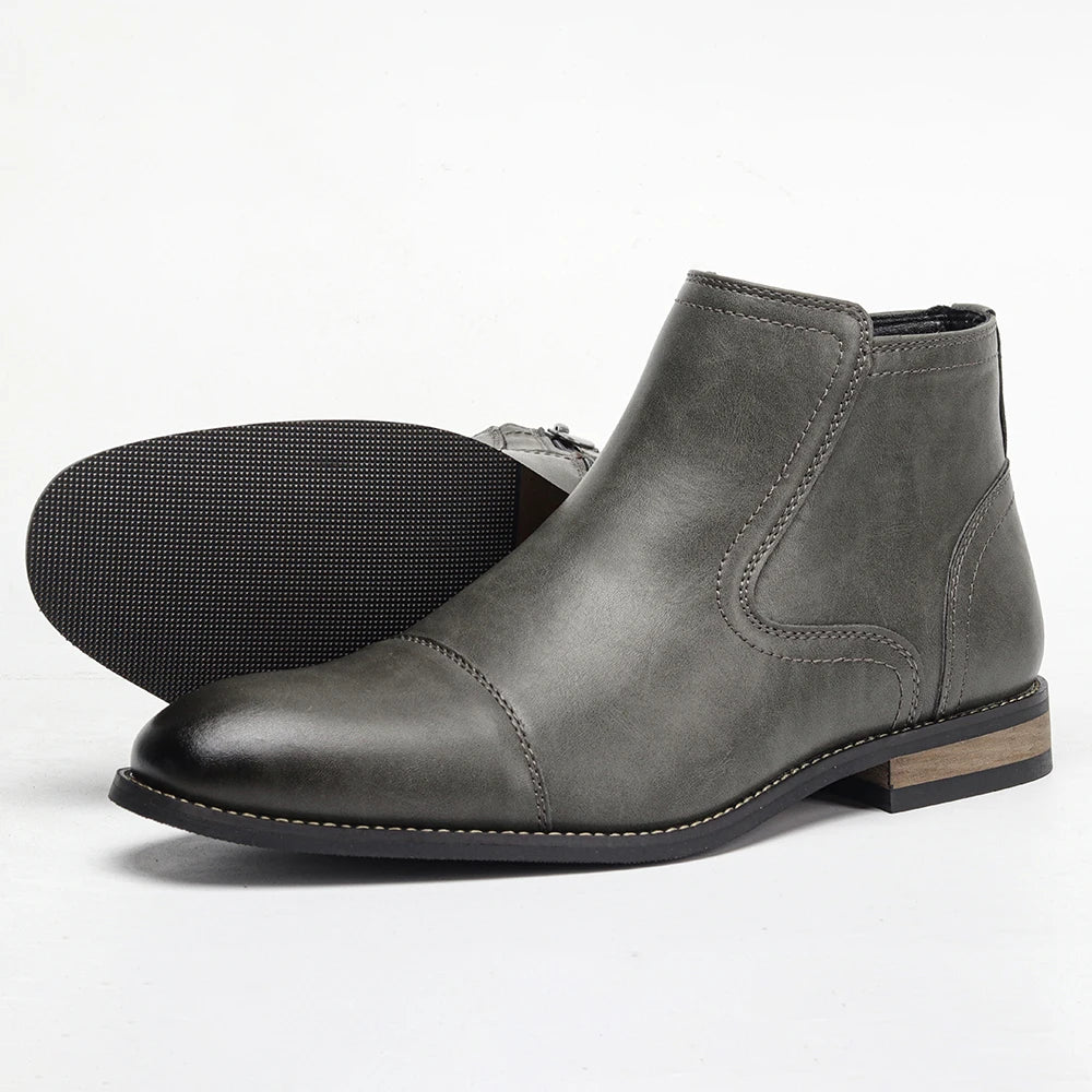 Leather Ankle Zip Boots