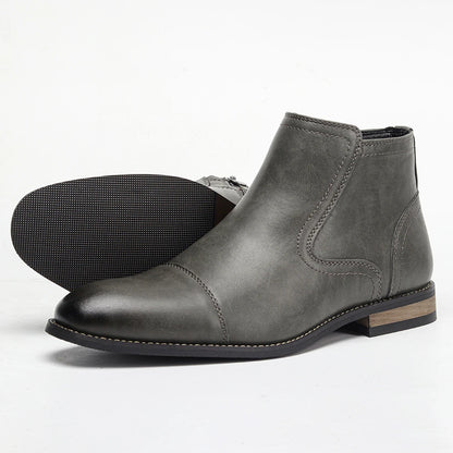 Leather Ankle Zip Boots