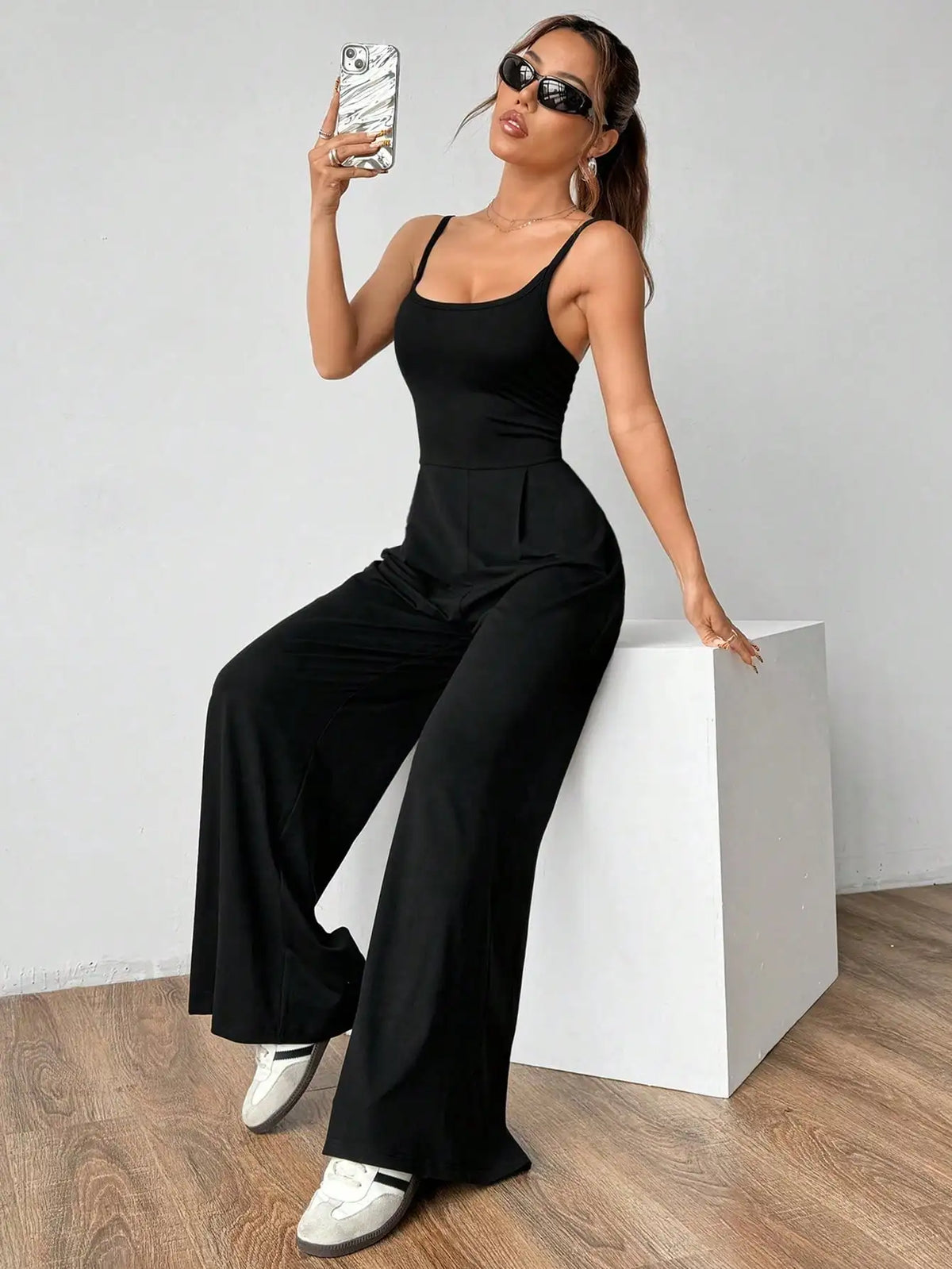 Solid Color Overall Jumpsuit