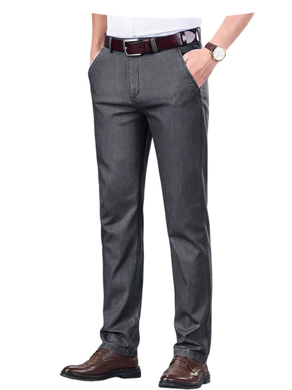 Straight Leg Denim Dress Pants